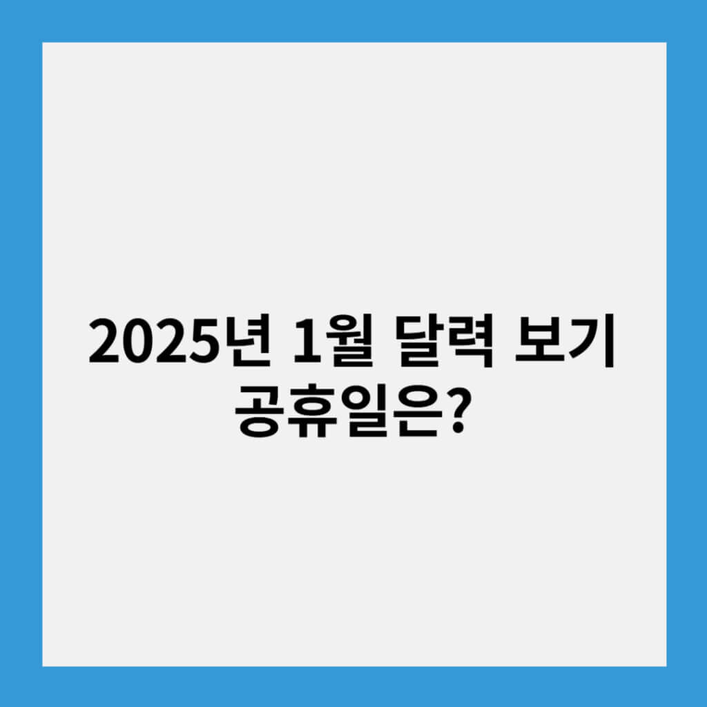 2025년 1월 달력 보기 공휴일은?