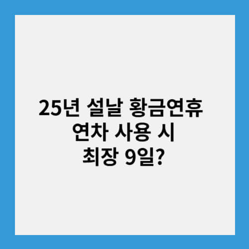 25년 설날 황금연휴 연차 사용 시 최장 9일?