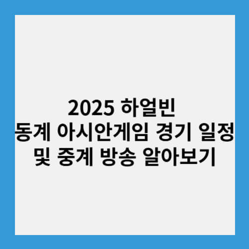 2025 하얼빈 동계 아시안게임 경기 일정 및 중계 방송 알아보기