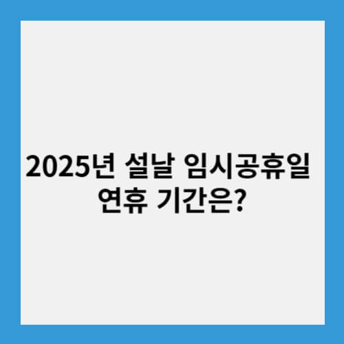 2025년 설날 임시공휴일 연휴 기간은?