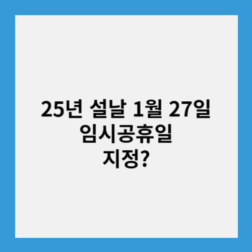 25년 설날 1월 27일 임시공휴일 지정?