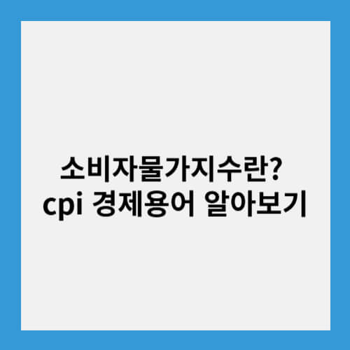 소비자물가지수란? cpi 경제용어 알아보기