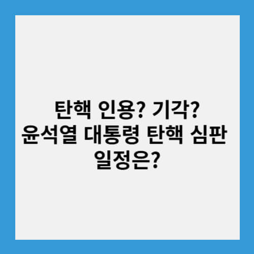 탄핵 인용? 기각? 윤석열 대통령 탄핵 심판 일정은?