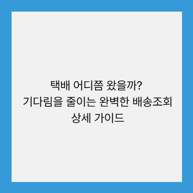 택배 어디쯤 왔을까? 기다림을 줄이는 완벽한 배송조회 상세 가이드