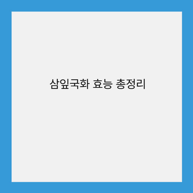 삼잎국화 효능 총정리